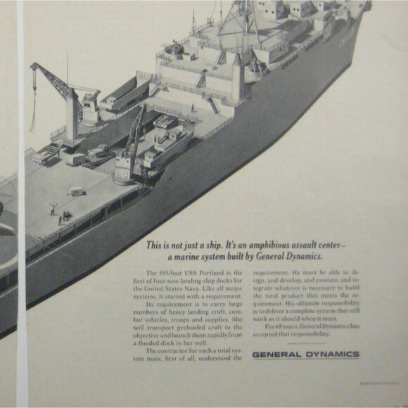 General Dynamics Amphibious Assault Center Ship Submarine 1967 Print Ad READ - Picture 2 of 2